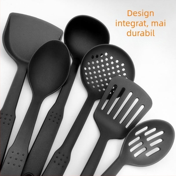 Set de șase ustensile de bucătărie din nylon, cu linguri și spatule, antiaderent, rezistent la temperaturi înalte