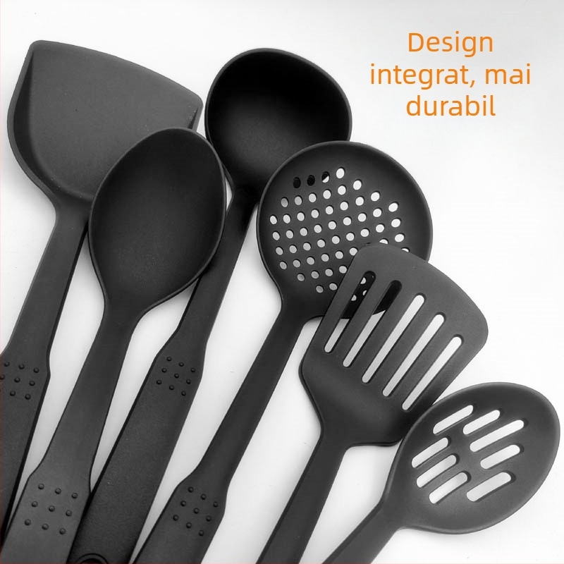Set de șase ustensile de bucătărie din nylon, cu linguri și spatule, antiaderent, rezistent la temperaturi înalte