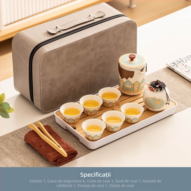 Carpenter Sequence Set ceai de călătorie: ceainic ceramic portabil și cești pentru camping și birou