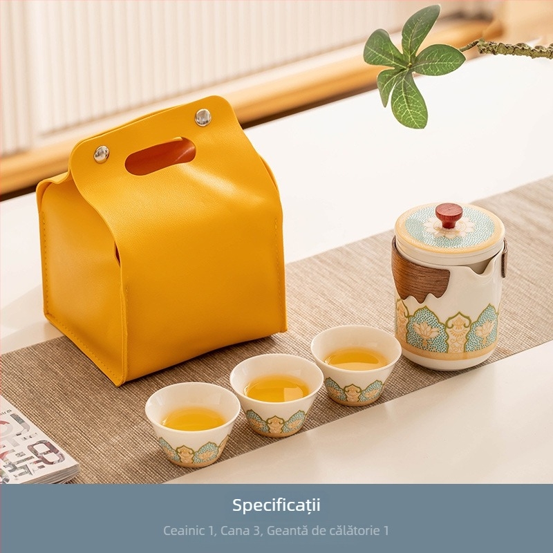 Carpenter Sequence Set ceai de călătorie: ceainic ceramic portabil și cești pentru camping și birou