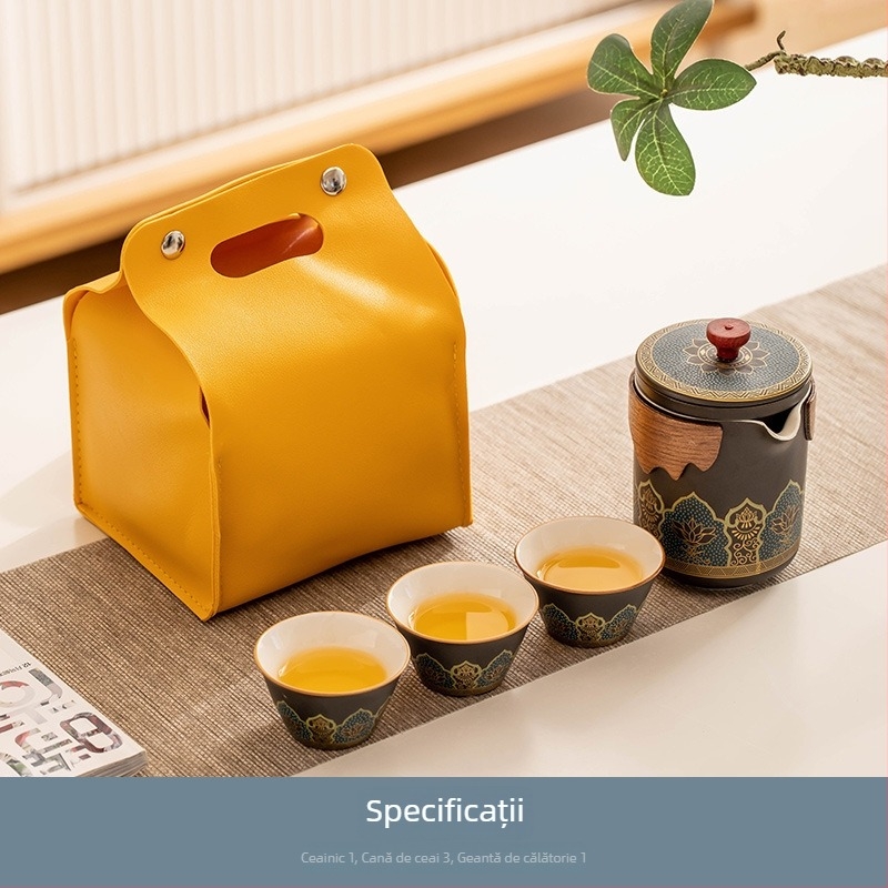 Carpenter Sequence Set ceai de călătorie: ceainic ceramic portabil și cești pentru camping și birou