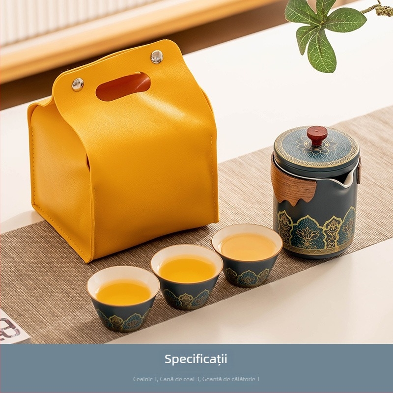 Carpenter Sequence Set ceai de călătorie: ceainic ceramic portabil și cești pentru camping și birou