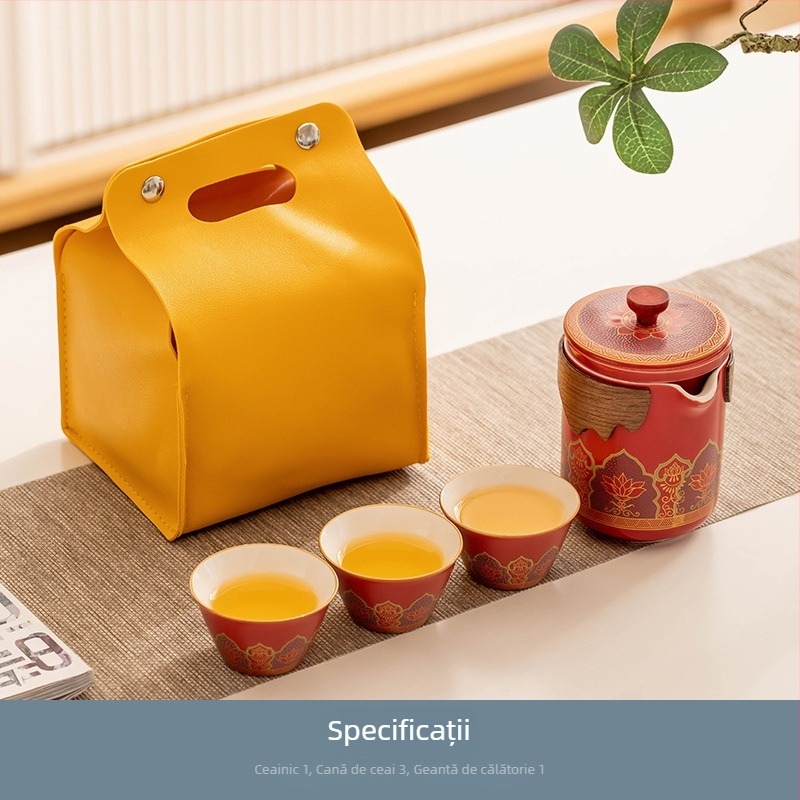 Carpenter Sequence Set ceai de călătorie: ceainic ceramic portabil și cești pentru camping și birou