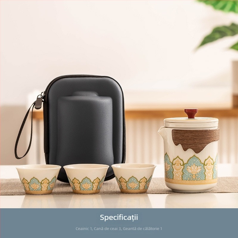 Carpenter Sequence Set ceai de călătorie: ceainic ceramic portabil și cești pentru camping și birou