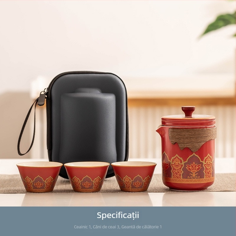 Carpenter Sequence Set ceai de călătorie: ceainic ceramic portabil și cești pentru camping și birou