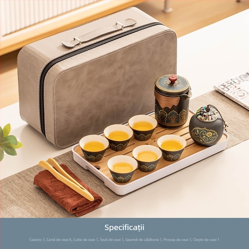 Carpenter Sequence Set ceai de călătorie: ceainic ceramic portabil și cești pentru camping și birou