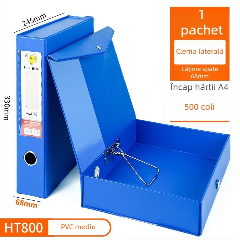 Cutie pentru fișiere din PVC, închidere magnetică, format A4, pentru documente și chitanțe contabile