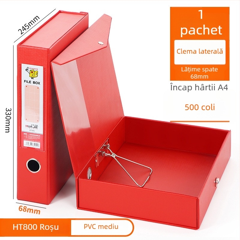 Cutie pentru fișiere din PVC, închidere magnetică, format A4, pentru documente și chitanțe contabile
