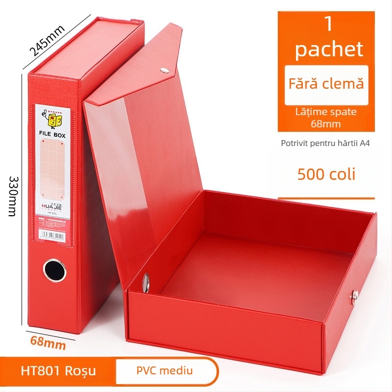 Cutie pentru fișiere din PVC, închidere magnetică, format A4, pentru documente și chitanțe contabile