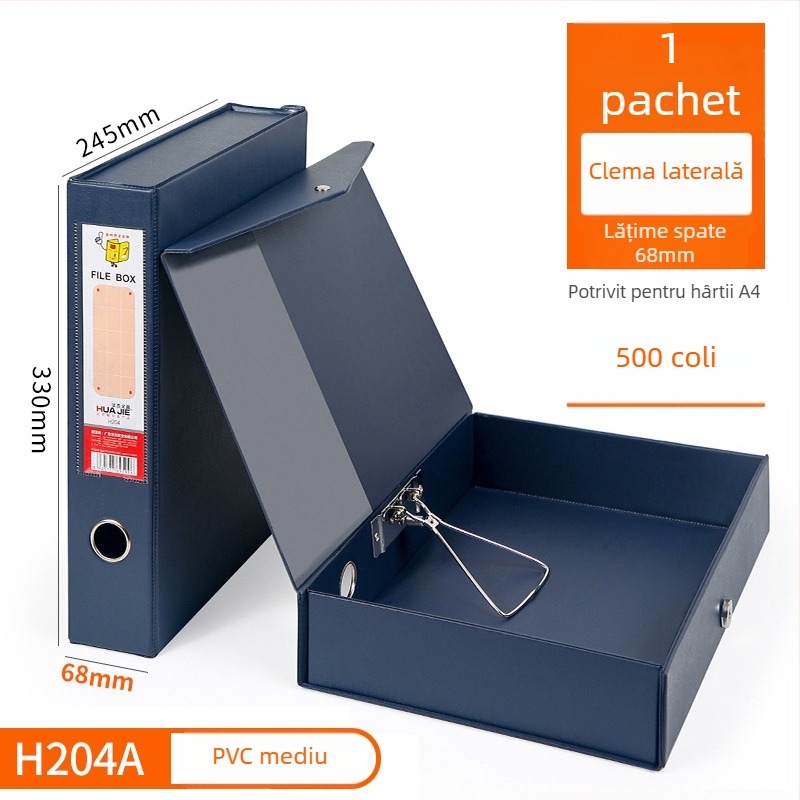 Cutie pentru fișiere din PVC, închidere magnetică, format A4, pentru documente și chitanțe contabile