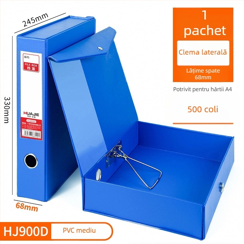 Cutie pentru fișiere din PVC, închidere magnetică, format A4, pentru documente și chitanțe contabile