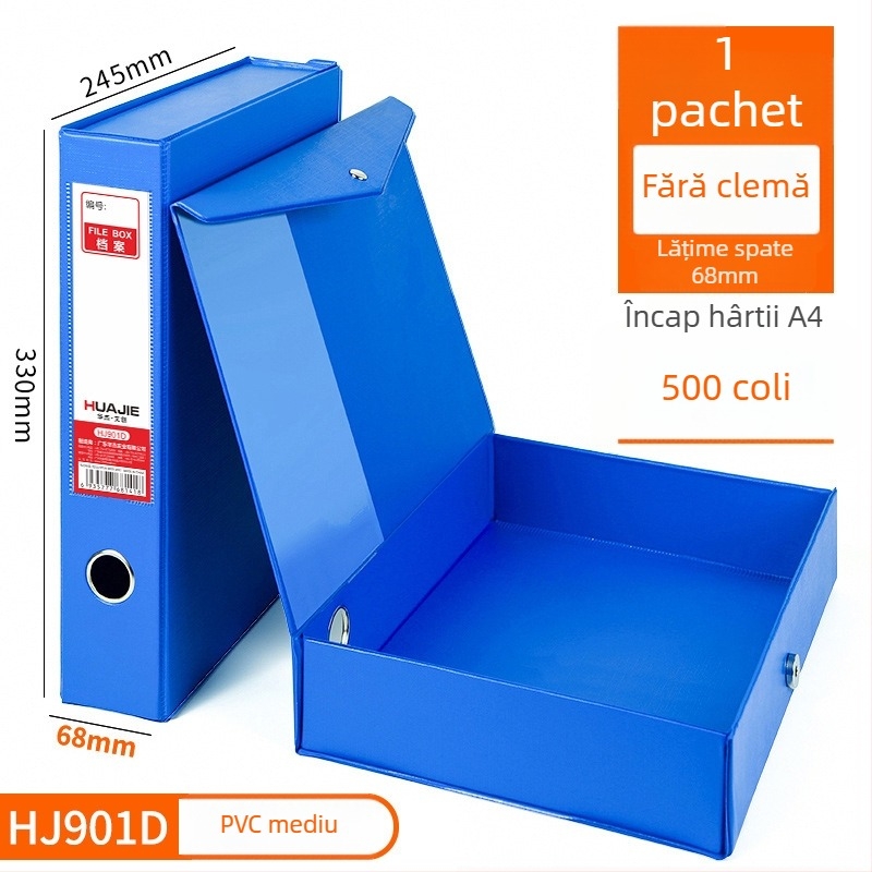 Cutie pentru fișiere din PVC, închidere magnetică, format A4, pentru documente și chitanțe contabile