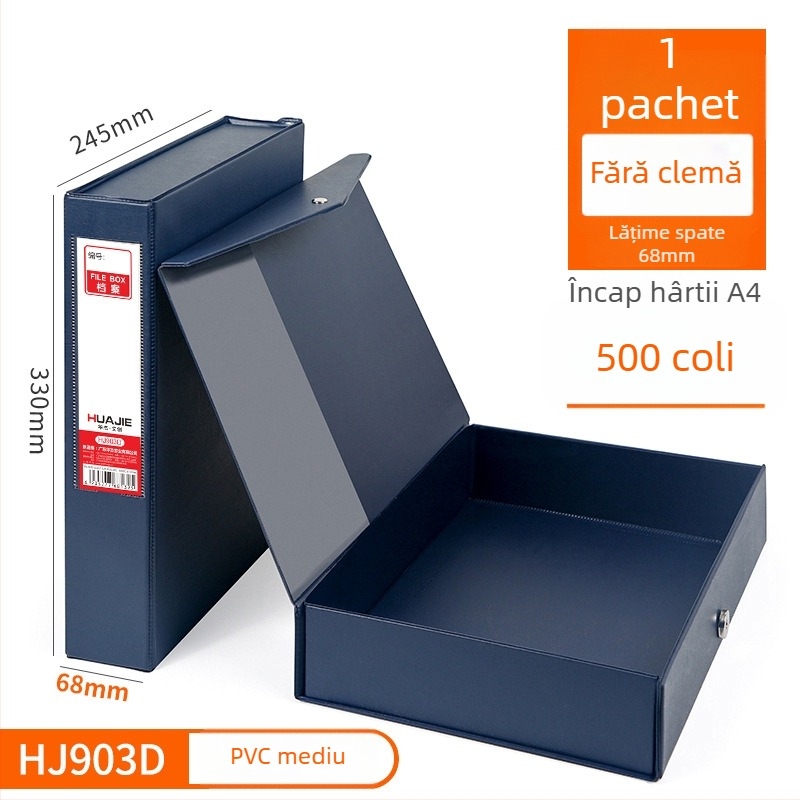 Cutie pentru fișiere din PVC, închidere magnetică, format A4, pentru documente și chitanțe contabile