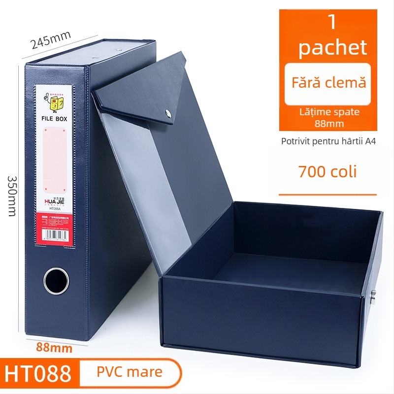 Cutie pentru fișiere din PVC, închidere magnetică, format A4, pentru documente și chitanțe contabile