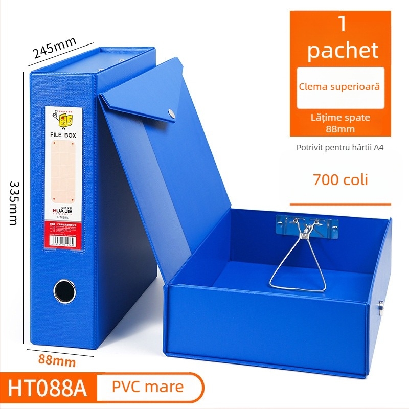 Cutie pentru fișiere din PVC, închidere magnetică, format A4, pentru documente și chitanțe contabile