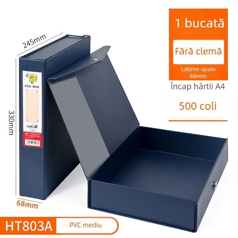 Cutie pentru fișiere din PVC, închidere magnetică, format A4, pentru documente și chitanțe contabile