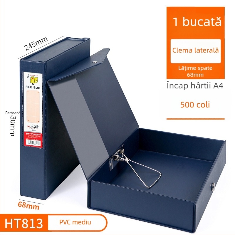 Cutie pentru fișiere din PVC, închidere magnetică, format A4, pentru documente și chitanțe contabile