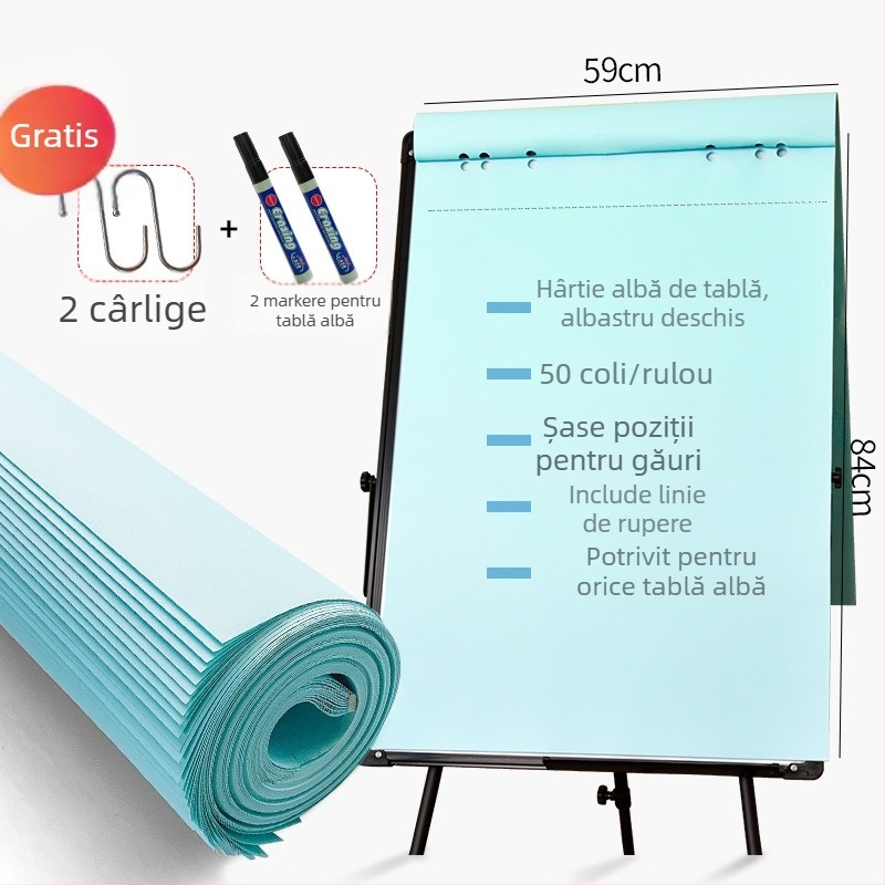 Hârtie pentru tablă albă, 88×59 cm, 50 coli, coli mari pentru întâlniri și scriere