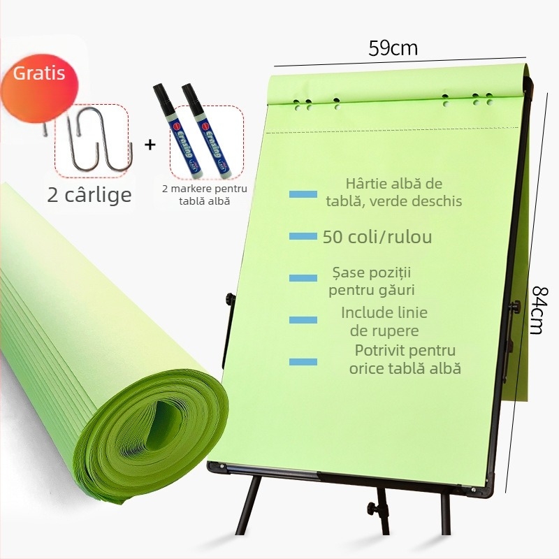 Hârtie pentru tablă albă, 88×59 cm, 50 coli, coli mari pentru întâlniri și scriere