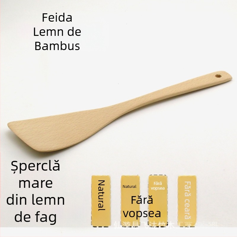 Spatulă din lemn, mare înclinată, netencuită, antiaderentă, 32.5 × 8 cm, 60 g