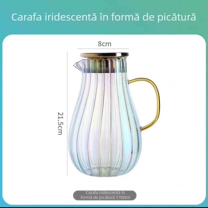 Set de sticle de apă reci din sticlă borosilicată, cu strat electroplatat, rezistentă la temperaturi ridicate, cu dungi verticale și textură picurată, pentru uz casnic