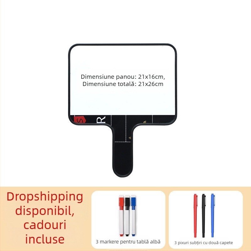 Tablă albă magnetică portabilă pentru transmisiile live – tablă mică, cu suprafață dublă pentru scriere, indicii și scoruri