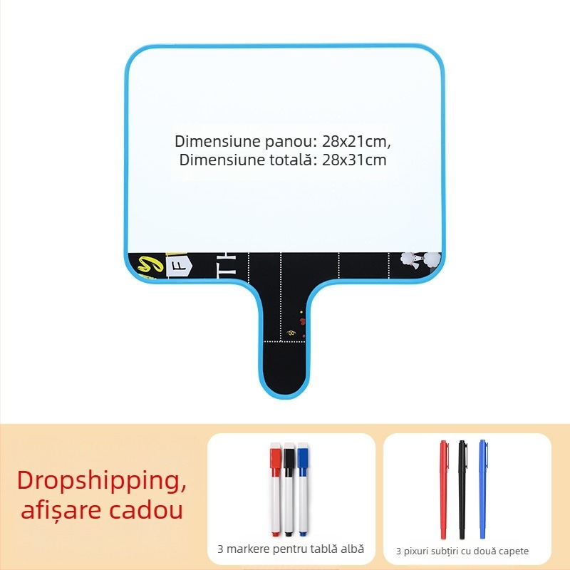 Tablă albă magnetică portabilă pentru transmisiile live – tablă mică, cu suprafață dublă pentru scriere, indicii și scoruri