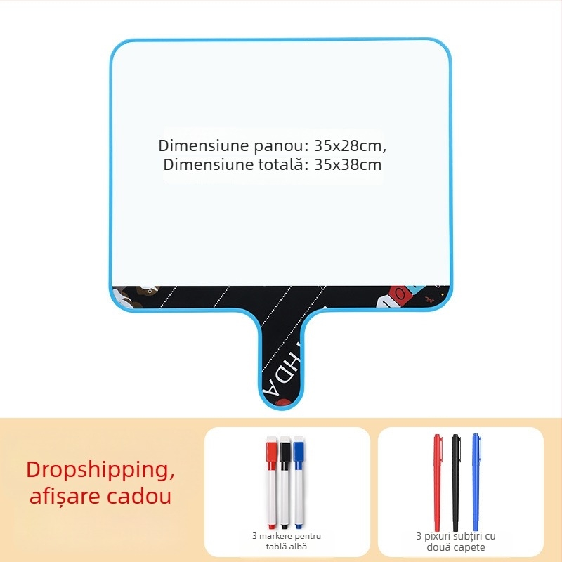 Tablă albă magnetică portabilă pentru transmisiile live – tablă mică, cu suprafață dublă pentru scriere, indicii și scoruri