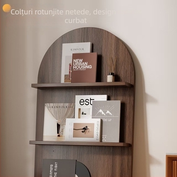 Raft din lemn, stil modern minimalist, pentru reviste și ziare, montat pe podea și pe perete, raft de depozitare cu mai multe niveluri