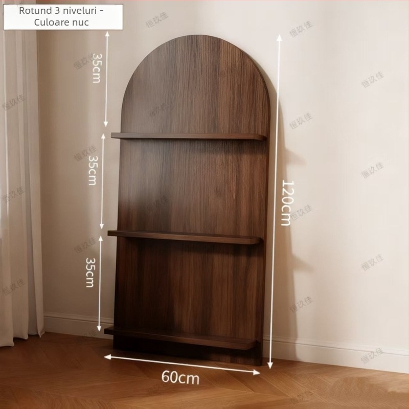 Raft din lemn, stil modern minimalist, pentru reviste și ziare, montat pe podea și pe perete, raft de depozitare cu mai multe niveluri