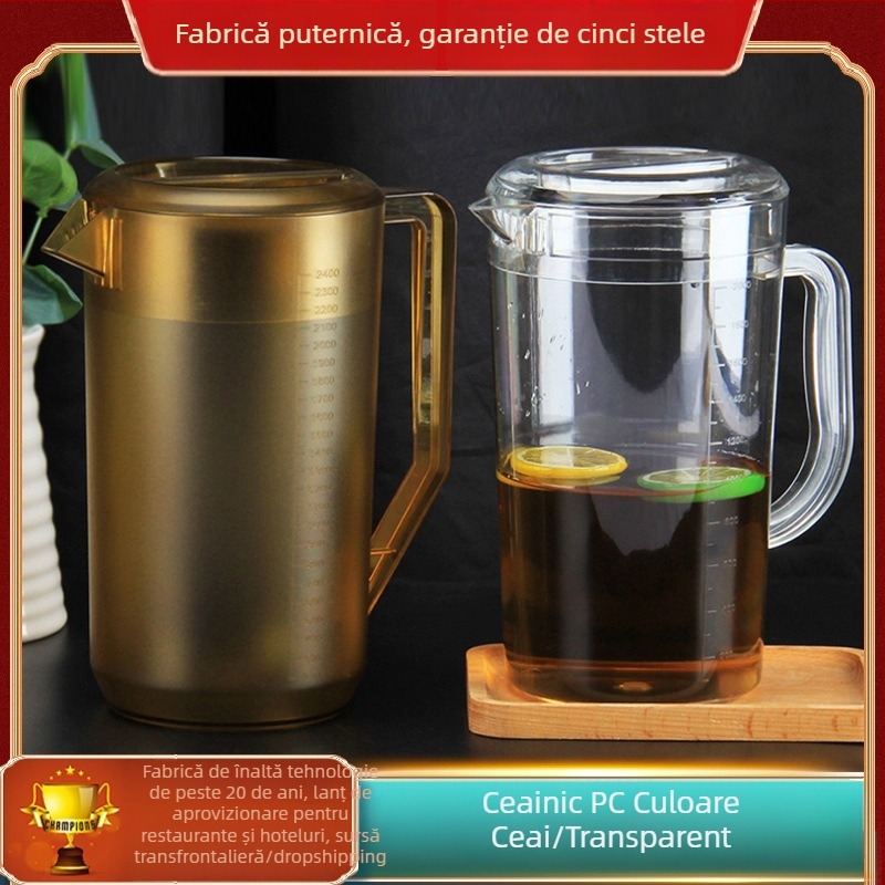 Carafă comercială din policarbonat pentru apă rece, cu capacitate mare și scară de măsurare, recipient pentru suc și ceai, cu ceașcă de măsurare, livrare directă și personalizare