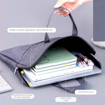 Adkere Geantă de afaceri pentru bărbați - material Oxford, model în carouri, buzunar pentru telefon, penar, compartiment pentru laptop până la 16 inch, curea dublă, unisex