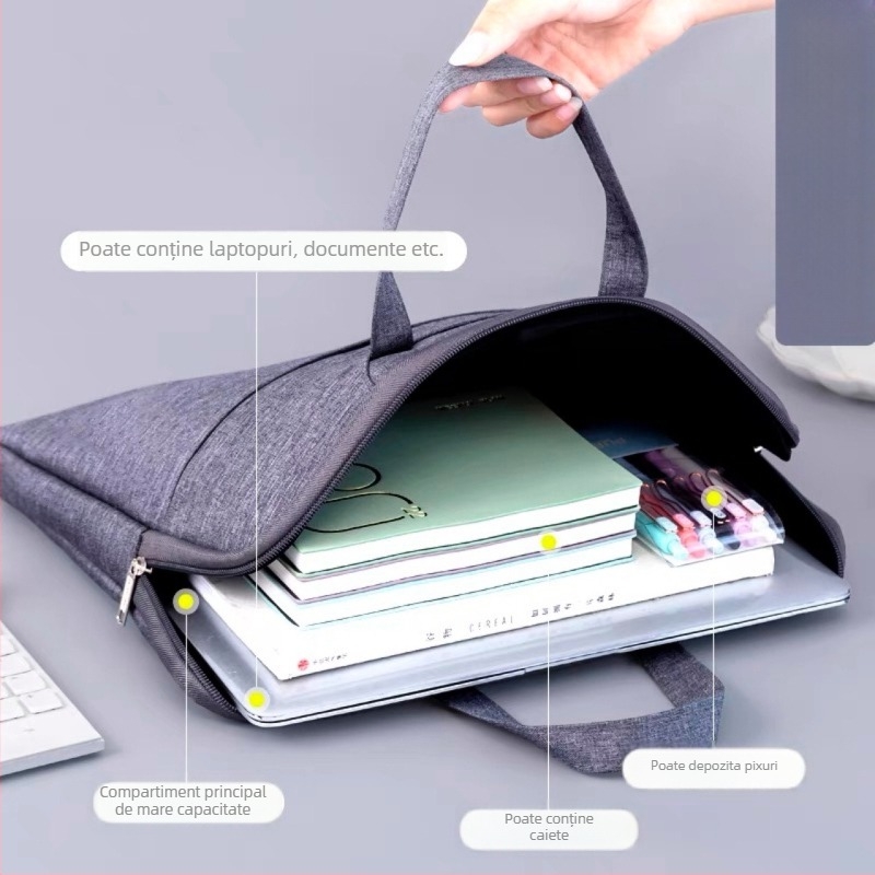 Adkere Geantă de afaceri pentru bărbați - material Oxford, model în carouri, buzunar pentru telefon, penar, compartiment pentru laptop până la 16 inch, curea dublă, unisex
