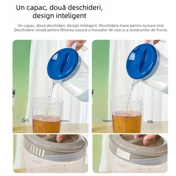 Carafă din plastic alimentar, cu capacitate mare pentru apă rece, cu scară de măsurare, pentru uz casnic, ceainic de ceai cu flori