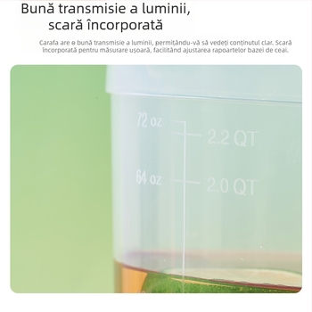 Carafă din plastic alimentar, cu capacitate mare pentru apă rece, cu scară de măsurare, pentru uz casnic, ceainic de ceai cu flori