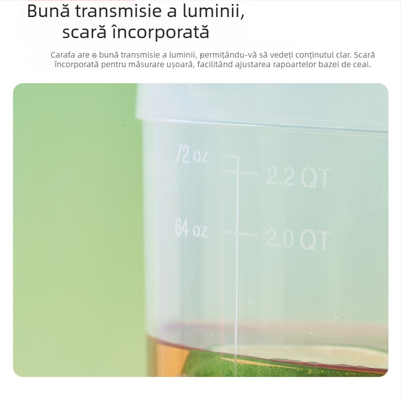 Carafă din plastic alimentar, cu capacitate mare pentru apă rece, cu scară de măsurare, pentru uz casnic, ceainic de ceai cu flori