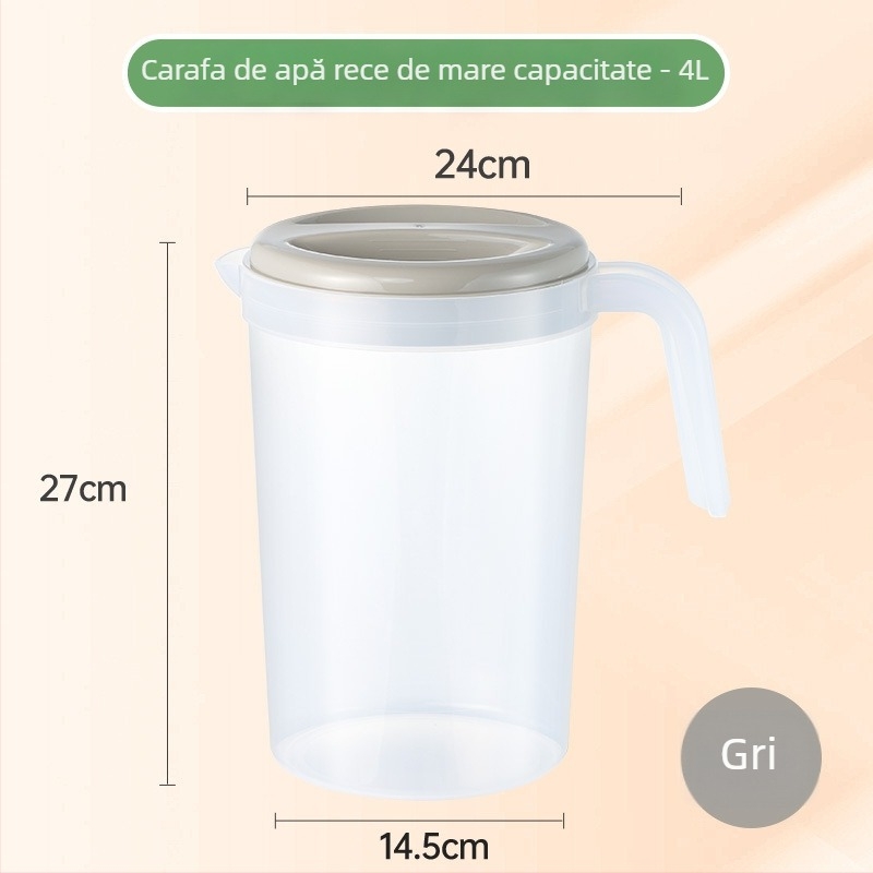 Carafă din plastic alimentar, cu capacitate mare pentru apă rece, cu scară de măsurare, pentru uz casnic, ceainic de ceai cu flori