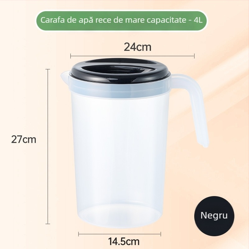 Carafă din plastic alimentar, cu capacitate mare pentru apă rece, cu scară de măsurare, pentru uz casnic, ceainic de ceai cu flori