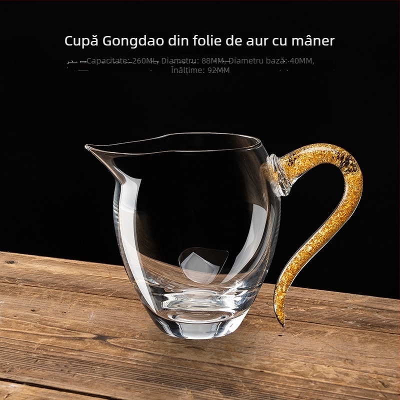 Cană în stil japonez, cu folie de aur și filtru de ceai din sticlă rezistentă la temperaturi, set Kung Fu ceai cu cană de ceai