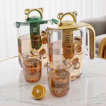 Carafă de apă rece din plastic alimentar, rezistentă la temperaturi ridicate, pentru uz casnic sau comercial, pentru prepararea ceaiului, a sucurilor și a băuturilor reci.