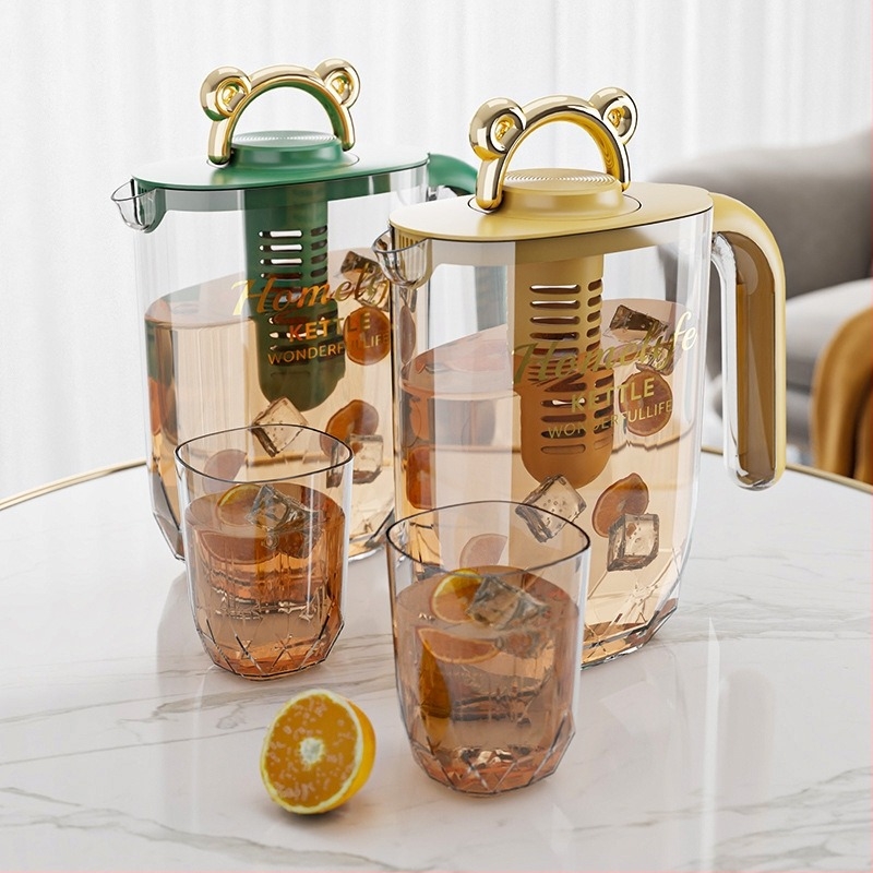 Carafă de apă rece din plastic alimentar, rezistentă la temperaturi ridicate, pentru uz casnic sau comercial, pentru prepararea ceaiului, a sucurilor și a băuturilor reci.