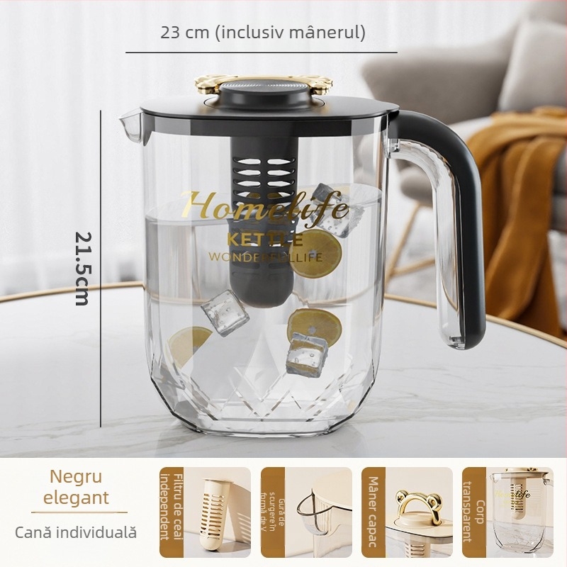 Carafă de apă rece din plastic alimentar, rezistentă la temperaturi ridicate, pentru uz casnic sau comercial, pentru prepararea ceaiului, a sucurilor și a băuturilor reci.