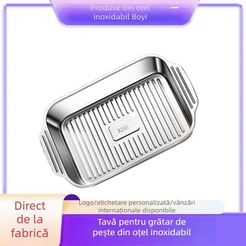 Tavă dreptunghiulară din oțel inoxidabil pentru fructe de mare, compatibilă cu plitele cu inducție