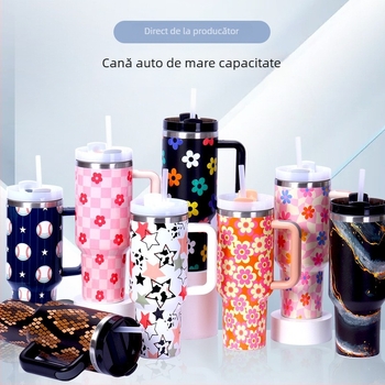 Cană termică din oțel inoxidabil 304, capacitate mare 40oz, pentru mașină, cu pai