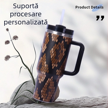Cană termică din oțel inoxidabil 304, capacitate mare 40oz, pentru mașină, cu pai