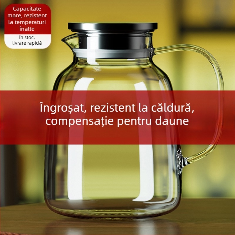 Sticlă de apă din sticlă și ceainic, capacitate mare, model glaciar, rezistent la temperaturi înalte pentru uz casnic