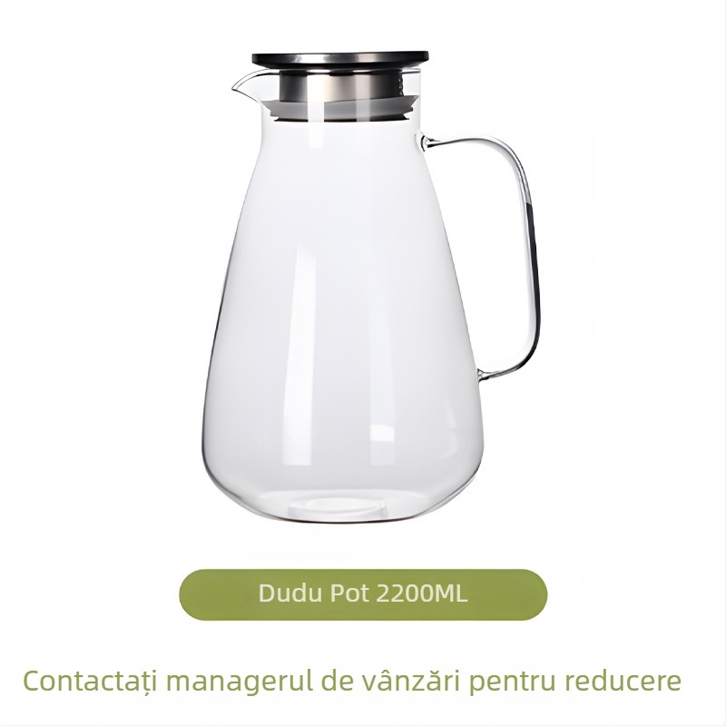 Sticlă de apă din sticlă și ceainic, capacitate mare, model glaciar, rezistent la temperaturi înalte pentru uz casnic
