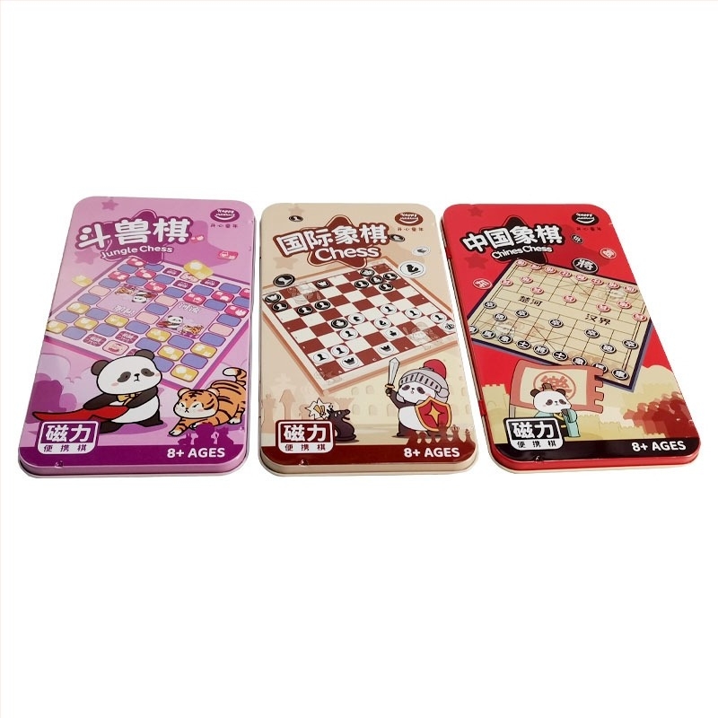 Set Xiangqi din tablă tinplate cu capac rabatabil – Go și Flying Chess, jocuri educaționale pentru copii