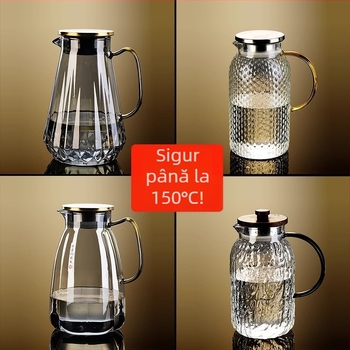 Carafă din sticlă pentru apă rece, rezistentă la temperaturi înalte, design modern minimalist, capacitate mare