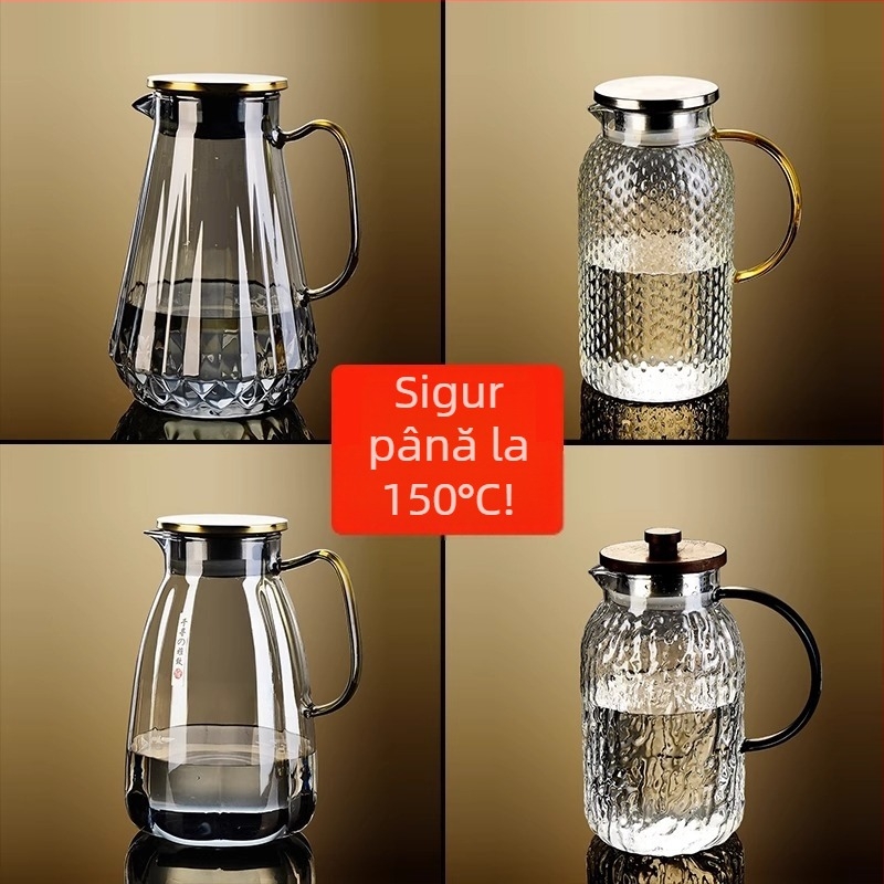 Carafă din sticlă pentru apă rece, rezistentă la temperaturi înalte, design modern minimalist, capacitate mare